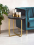 Lena Oak Veneer Round Side Table with Brushed Gold Legs