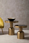 Corra Gold Finish Side Table With Glass Top