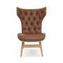 Vinsi Brown Leather Effect Chair With Winged Back