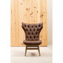 Vinsi Brown Leather Effect Chair With Winged Back