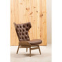 Vinsi Brown Leather Effect Chair With Winged Back