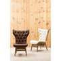 Vinsi Brown Leather Effect Chair With Winged Back