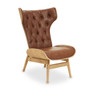 Vinsi Brown Leather Effect Chair With Winged Back