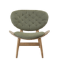 Vinsi Green Velvet Chair with Grey Elm Wood Frame