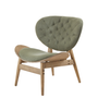 Vinsi Green Velvet Chair with Grey Elm Wood Frame