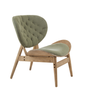 Vinsi Green Velvet Chair with Grey Elm Wood Frame