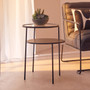 Trento Black Metal and Glass 2 Tier Side Table