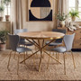 Jana Round Fir Wood Dining Table with Splayed Legs