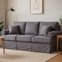 Ralph Three Seat Grey Velvet Sofa