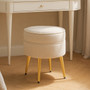 Tamra Round Cream Velvet Gold Leg Footstool