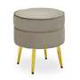 Tamra Round Velvet Gold Leg Footstool