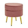 Tamra Round Velvet Gold Leg Footstool