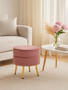 Tamra Round Dusty Pink Velvet Gold Leg Footstool