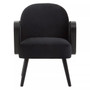 Hala Black Velvet and Rattan Armchair