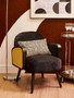 Hala Black Velvet and Rattan Armchair