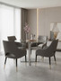 Gilden Grey Leather Effect Dining Chair with Gold Tip Legs