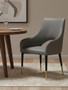 Gilden Grey Leather Effect Dining Chair with Gold Tip Legs