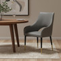 Gilden Grey Leather Effect Dining Chair with Gold Tip Legs