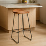 Nandri Acacia Wood and Black Frame Bar Stool