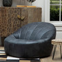 Hoxton Antique Black Leather Lounge Cocoon Chair