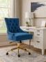 Anita Blue Velvet and Gold Base Home Office Chair