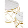 Jodie Set of Two Side Tables with White Marble and Gold Frame