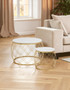 Jodie Set Of Two Coffee Tables With White Marble Top And Gold Frame