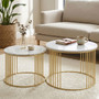 Jodie Set Of Two White Marble And Gold Frame Coffee Tables