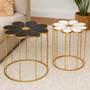 Jodie Set Of Two Black And White Petal Tables