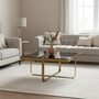 Alana Square Coffee Table with Gold Frame and Black Glass