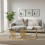 Alana Set of 2 Gold Base and Glass Top Round Nesting Coffee Tables