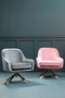 Avery Grey Velvet Swivel Chair