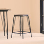 District Black Metal And Elm Wood Stool
