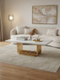 Moda Ivory White Faux Marble Coffee Table With Gold Finished Frame