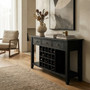 Fusion Black Mango Wood Console Table with Wine Storage