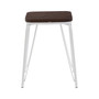 District White Metal / Elm Small Wood Stool