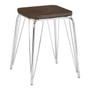 District Chrome Metal / Elm Small Wood Stool