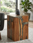Sakra Teak Wood and Resin Side Table and Stool