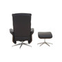 Warrington Black Leather Effect Recliner and Footstool