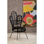 Java Black Rattan Scalloped Back Chair