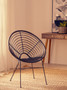 Java Black Natural Rattan Round Chair