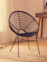 Java Black Natural Rattan Round Chair