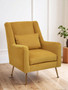 Doucet Yellow Velvet Chair With Gold Finish Legs
