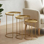 Suar Nest Of Three Antique Brass Finish Side Tables