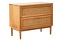 Lyon Rattan and Oak Wood Chest of Two Drawers
