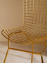 District Gold Metal Grid Frame Wire Chair
