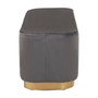 Hartford Rectangular Grey Stool with Matte Gold Base