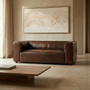 King Two Seater Antique Brown Leather Sofa