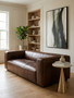 King Three Seater Antique Brown Leather Sofa