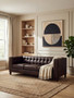 King Three Seater Dark Brown Leather Modern Chesterfield Sofa